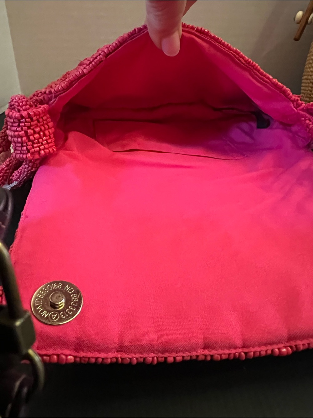 Beaded Pink Chain-Link Crossbody Bag - Picture 6 of 8